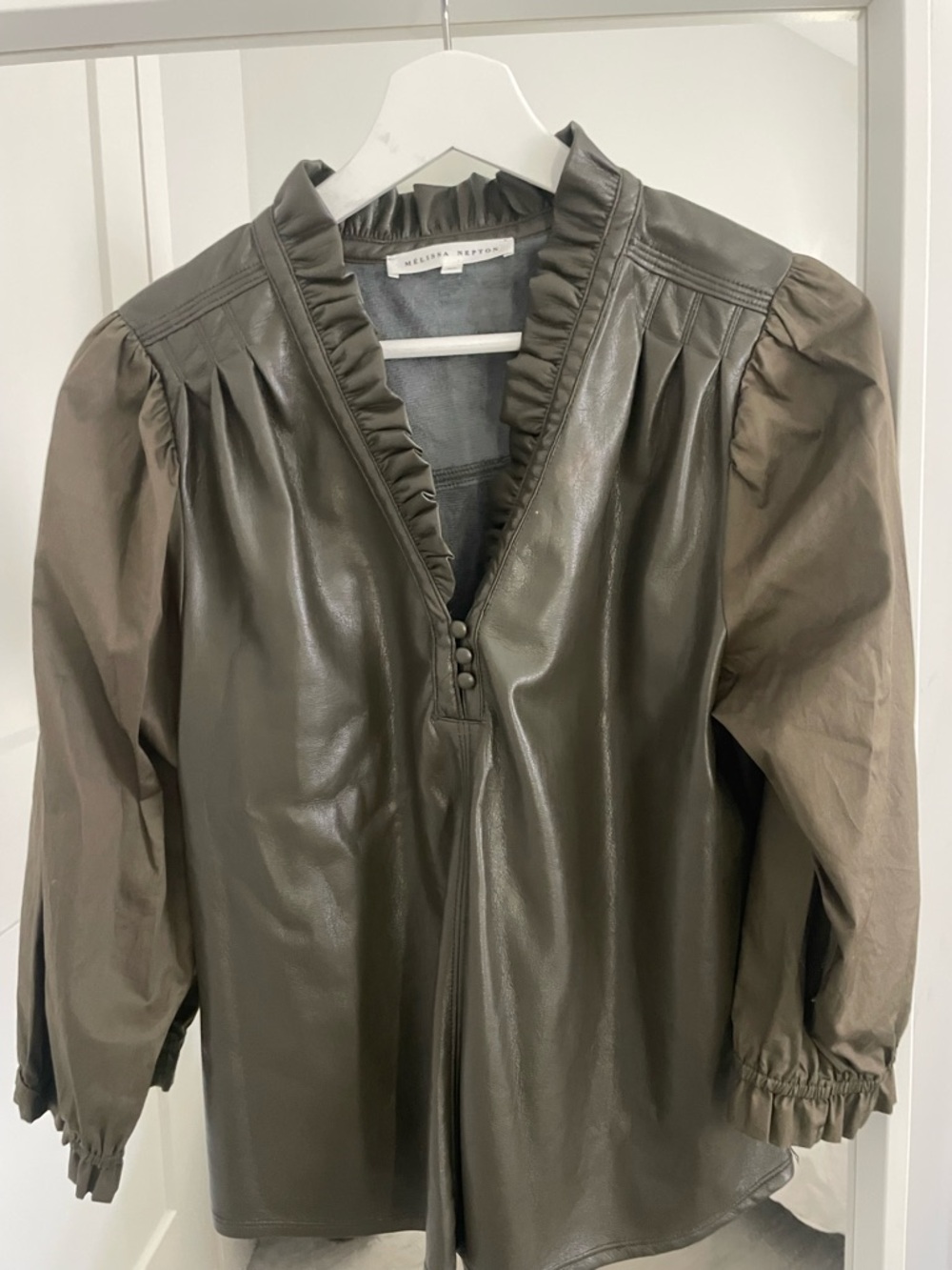 MELISSA NEPTON Olive Vegan Leather Top